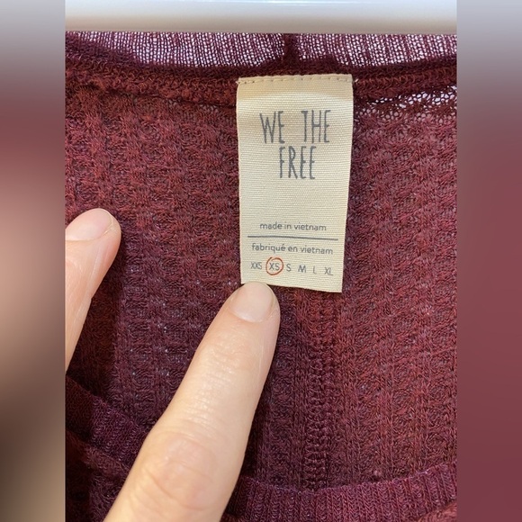 We The Free Waffle Knit Blouse Thermal Top Curved Hem Bohemian Women's Size XS - Picture 6 of 7